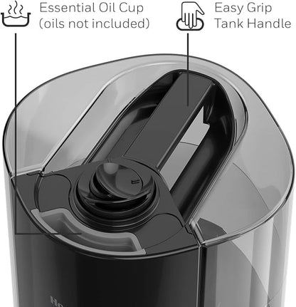 Honeywell Dual Comfort Cool + Warm Mist humidifier. Humidifier for Bedroom, Office, Living Room and Home. Provides Temporary Relief from Dry air discomforts - Black, HWC775B