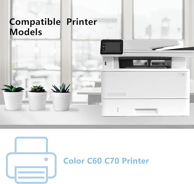 High Yield C60 C70 Toner Cartridge 006R01655 006R01656 006R01657 006R01658 Toner Cartridge Compatible with Xerox C60 C70 Toner Color C60 C70 Printer (4-Pack, Black/Cyan/Magenta/Yellow)