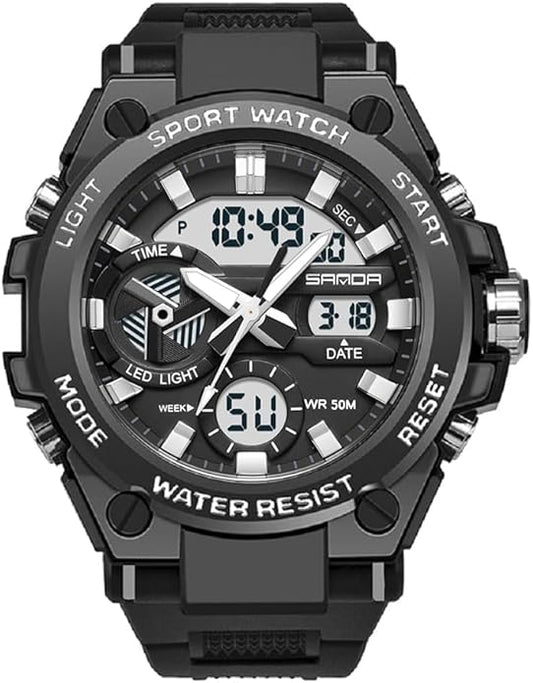 KXAITO Men's Watches Sports Outdoor Waterproof Military Watch Date Multi Function Tactics LED Alarm Stopwatch