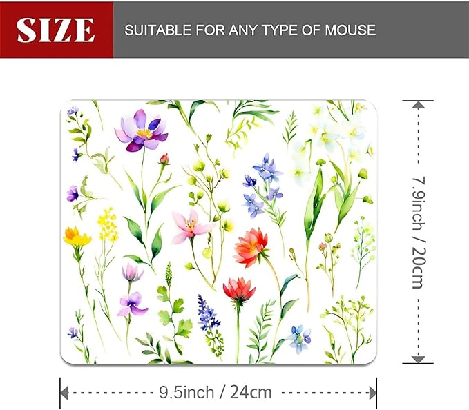 Square Mouse Pad Beautiful Flowers Plants 1, Personalized Premium-Textured Custom Mouse Mat Design, Washable Mousepad Cloth, Non-Slip Rubber Base Computer Mouse Pads for Wireless Mouse