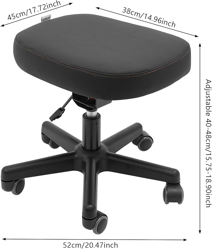 Footrest Stool Under Desk, Rolling Swivel Stool Chair with Height and Tilt Angle Adjustment, 360° Rolling Massage Chair with Wheels, Ergonomic Foot Rest for Home Office,Gaming,Salon,Massage,Study Room