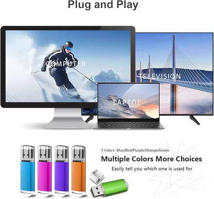 K&ZZ 16GB USB Flash Drive 5 Pack USB 2.0 Thumb Drives Memory Stick Gig Drive 16G Pen Drive USB Stick Flash Stick Jump Drive for PC Laptop, Multicolored