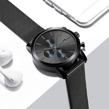 CRRJU Mens Stylish Casual Quartz Watches for Men Luxury Waterproof Calendar Chronograph Japan Movement Wristwatches