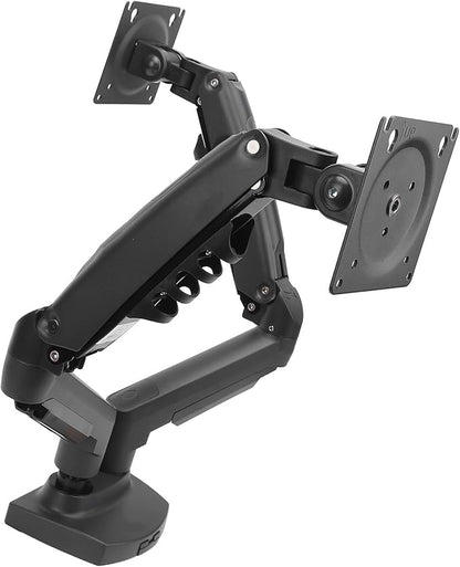 Zunate Adjustable Double Screen Stand for 17-27inch Screens, Telescopic Rotating Desk Mount for Gaming and Work, Aluminum Alloy Material