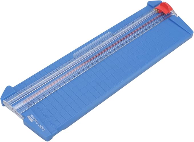 Pssopp Small Paper Cutter, Accurate Portable Paper Trimmer with Premium Plastic, High Stability for 12.40in A3, Ideal for Office and Home (13830 Blue)