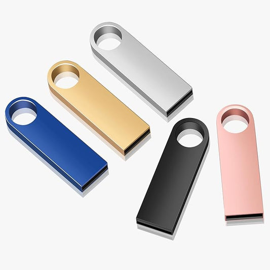 Generic 64GB Flash Drive 5 Pack USB 2.0 Flash Drive Thumb Drive Jump Drives USB Flash Driver Memory Stick Keychain Design Pen Drive for Data Storage (5 Pack Metal USB Mixed Colors, 64GB)