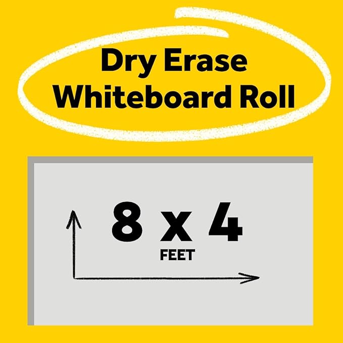 Post-it Dry Erase Whiteboard Film Surface for Walls, Doors, Tables, Chalkboards, Whiteboards, and More, Removable, Stain-Proof, Easy Installation, 8 ft x 4 ft Roll (DEF8x4)