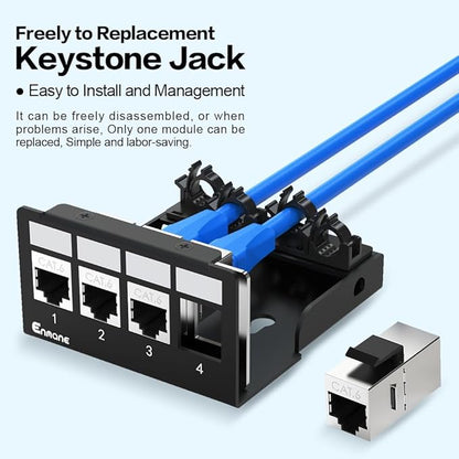 4 Port Patch Panel CAT6 Keystone Patch Panel (EC Listed) Network for Home/Office (1U 4Port, CAT6 Shielded)