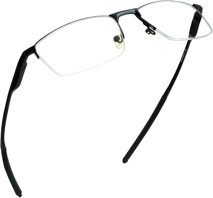 LifeArt Blue Light Blocking Glasses, Anti Eyestrain, Computer Reading Glasses, Gaming Glasses, TV Glasses for Women Men, Stylish Unisex Alloy Square Frame (Black, +1.25 Magnification)