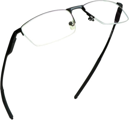 LifeArt Blue Light Blocking Glasses, Anti Eyestrain, Computer Reading Glasses, Gaming Glasses, TV Glasses for Women Men, Stylish Unisex Alloy Square Frame (Black, +1.25 Magnification)