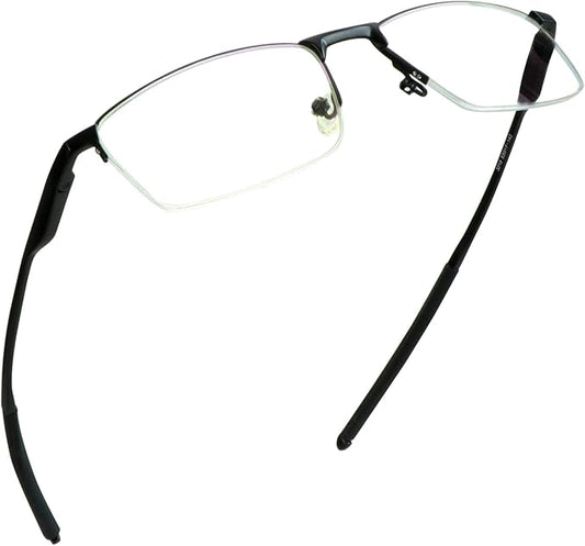 LifeArt Blue Light Blocking Glasses, Anti Eyestrain, Computer Reading Glasses, Gaming Glasses, TV Glasses for Women Men, Stylish Unisex Alloy Square Frame (Black, +3.50 Magnification)