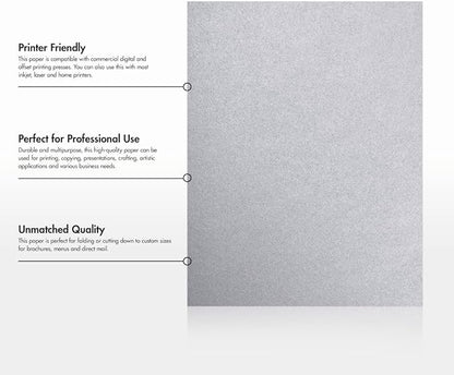 LUXPaper 8.5" x 11" Paper | Letter Size | Silver Metallic | 80lb. Text | 50 Qty