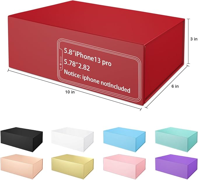 Gift Box 10" x 6" x 3" with Magnetic Closure Lid Gift Boxe for Presents,Bridesmaid Gifts Boxes,Cute Box,Birthday Box,Luxury for Gift Packaging, Magnetic Gift Boxe for Wrapping Gifts(Red)