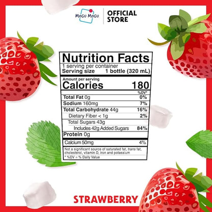 Mogu Mogu Strawberry Juice Drink (6 Bottles) with Limited Edition Cooler Bag – Chewy & Fun Strawberry Juice with Nata de Coco | Refreshing Drink for Kids & Adults | Ready to Drink Beverage Set