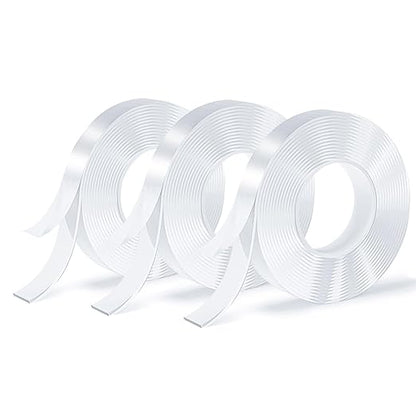 Double Sided Tape, Nano Tape, Transparent Adhesive Tape, Traceless Adhesive Tape, Removable, Washable, Reusable, Suitable for Carpets, Photo Walls, 3m Per Roll, 3 Rolls
