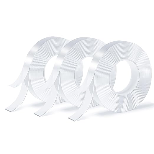 Double Sided Tape, Nano Tape, Transparent Adhesive Tape, Traceless Adhesive Tape, Removable, Washable, Reusable, Suitable for Carpets, Photo Walls, 3m Per Roll, 3 Rolls