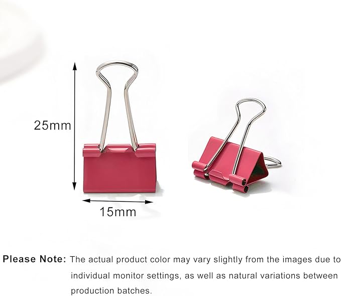 100 Pack Mini Red Binder Clips 5/8 Inch (15 mm), Colored Little Paper Clamps, Small Tiny Micro Size Paper Clips for Office Home School Business 0.6"