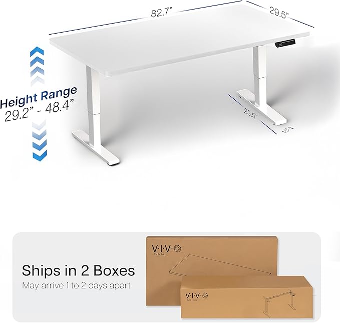 VIVO Large Electric 83 x 30 in Standing Desk, Memory Height Adjustment, 1B Series, White Top White Frame, DESK-KIT-1W8W