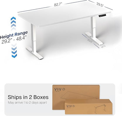 VIVO Large Electric 83 x 30 in Standing Desk, Memory Height Adjustment, 1B Series, White Top White Frame, DESK-KIT-1W8W