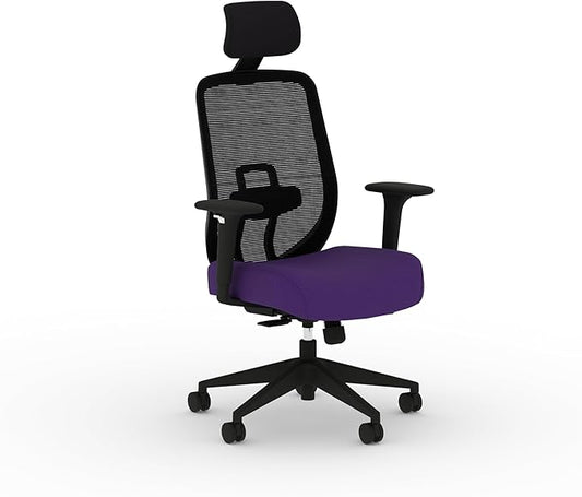 HON Altern Ergonomic Office Chair with Headrest, Arms, Wheels, Foam Cushion Seat, Mid Back Home Office Desk Chair Comfy, Height Adjustable Arms, Synchro-Tilt, Black Frame, Iris