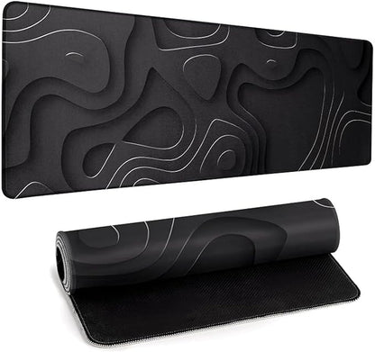 Large Anime Gaming Mouse Pad Black Solid Geometry Desk Pad Computer Keyboard Mat Non-Slip Rubber Base Office Decor Waterproof Mouse Mat