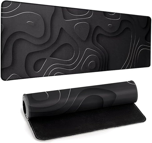 Large Anime Gaming Mouse Pad Black Solid Geometry Desk Pad Computer Keyboard Mat Non-Slip Rubber Base Office Decor Waterproof Mouse Mat