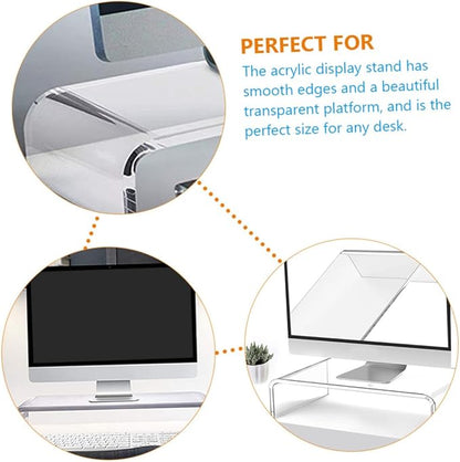 Acrylic Monitor Riser Stand Heavy Duty Computer Display Holder with Keyboard Storage Space Height Desk Organizer for Office and Home Use