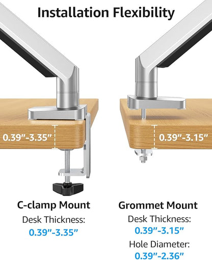 MOUNTUP Dual Monitor Desk Mount, Die-Cast Aluminum Fully Adjustable Double Monitor Arm with Gas Spring, Computer Monitor Stand Fits 2 Screen 17 to 32 inch - Each Arm Holds 4.4-19.8LBS, MU0024