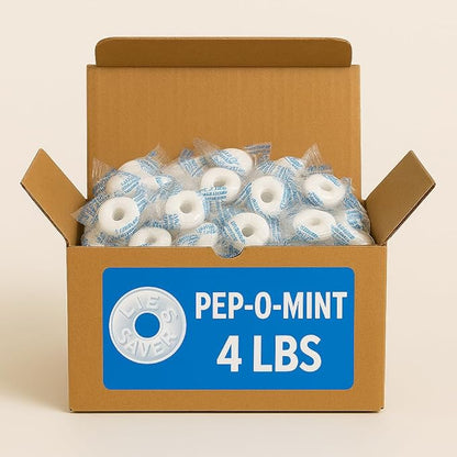 Pep O Mint Hard Candy - 4 Pounds of Bulk Candy Holiday Candy Peppermint LifeSar Mints - Individually Wrapped Mint Candy, Perfect for the Holiday Season, Delicious Hard Candy Peppermint Flavor -