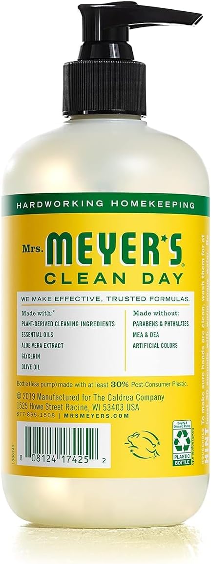 MRS. MEYER'S CLEAN DAY Hand Soap, Made with Essential Oils, Biodegradable Formula, Honeysuckle, 12.5 fl. oz - Pack of 6