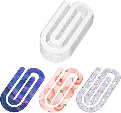 10 Pack Sublimation Blanks Acrylic Paper Clips, 4" x 2" Paper Clips Clear for Heat Transfer DIY Design, School Classroom Stationery Office, Home Gift Crafts Supplies (4x2inch (10Pcs))
