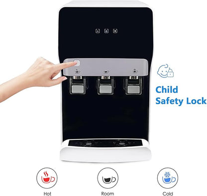 Countertop Bottleless Water Cooler Dispenser with Filtration 4-Stage Filters PP+CTO+UF+CTO Self Clenaing 3 Temperature Settings