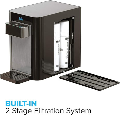 Brio Self-Cleaning Countertop Bottleless Water Cooler Dispenser - with 2-Stage Water Filter and Installation Kit, Tri Temp Dispense, UV Cleaning - Black