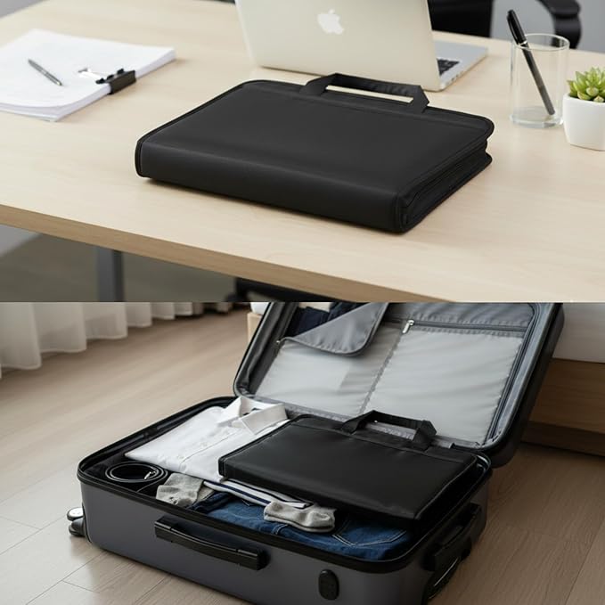Fireproof Accordion File Organizer,Portable File Folders with Zipper & Handle,Document Organizer with Multi-Pockets for Letter A4 Files,13 Pockets Black