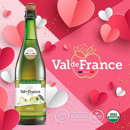 Val de France, Non-Alcoholic, Reduced Calorie, Organic and OU Kosher Sparkling Juice (Peach), 25.4 Fl Oz (Pack of 12)