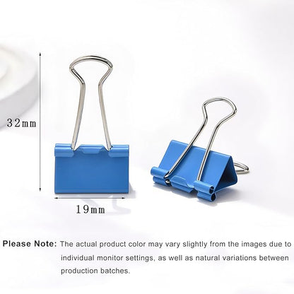 50 Pack Small Blue Binder Clips 3/4 Inch (19 mm), Colored Little Paper Clamps, Tiny Mini Paper Clips for Office Home School Business 0.75"