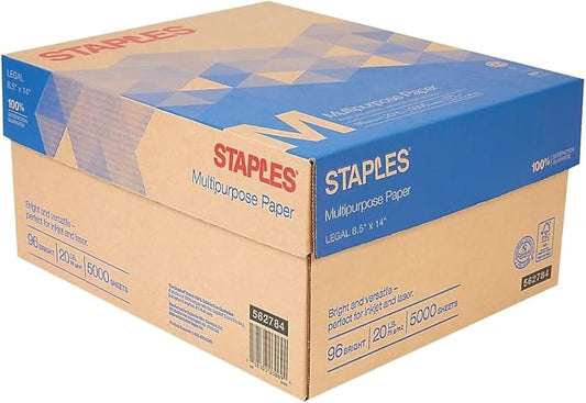 STAPLES Multipurpose Paper, 8 1/2 inch x 14 inch, Case