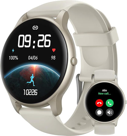 Parsonver Smart Watch(Answer/Make Calls), Smartwatch for Women Men, 100+ Sport Modes/Heart Rate/Blood Oxygen/Sleep Tracker, Pedometer, IP68 Waterproof Fitness Tracker for Android iPhone, Starry Silver