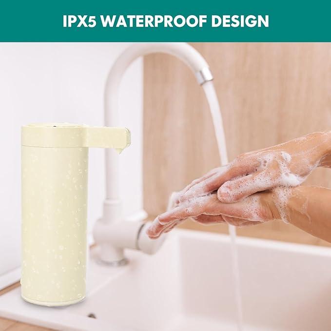 Automatic Soap Dispenser Stainless Steel with Sensor Infrared Soap Dispenser Electric IPX5 Waterproof USB-C Charging Motion Sensor for Kitchen & Bathroom (Ivory)