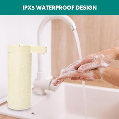 Automatic Soap Dispenser Stainless Steel with Sensor Infrared Soap Dispenser Electric IPX5 Waterproof USB-C Charging Motion Sensor for Kitchen & Bathroom (Ivory)