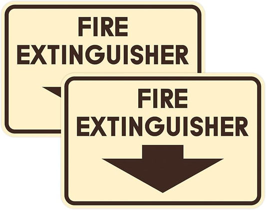 Signs ByLITA Classic Framed Fire Extinguisher (Ivory/Dark Brown) - Medium 2 Pack
