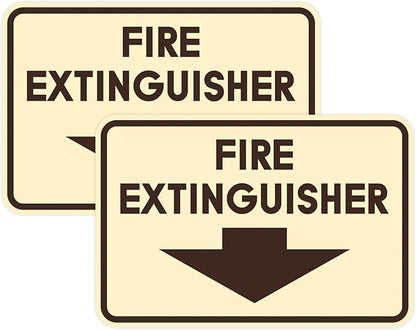 Signs ByLITA Classic Framed Fire Extinguisher (Ivory/Dark Brown) - Large 2 Pack