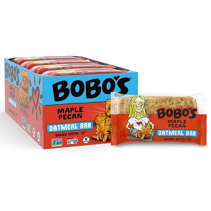 Bobo's Maple Pecan Oat Bars, Gluten Free, Non-GMO, Whole Grain Oats, Pack of 12 | Snack Bars | On-the-Go | Made with Simple Ingredients