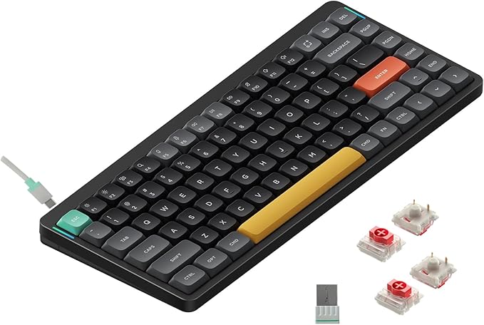 nuphy Air75 V2 Portable 75% Mechanical Keyboard,Wireless Keyboard,Supports Bluetooth/2.4G/USB-C RGB Bluetooth Keyboards,Compatible with Windows/Mac OS/Linux Systems-Gateron Red Switch