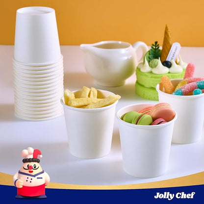 JOLLY CHEF 300 Pack Disposable Paper Coffee Cups 4 oz, White Small Paper Cups, Perfect for Bathroom, Mouthwash, Espresso, Tea