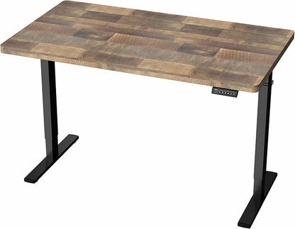 VIVO Electric 43 x 24 in Standing Desk, Memory Height Adjustment, 1B Series, One-Piece Reclaimed Wood Top, Black Frame, DESK-KIT-1B4P