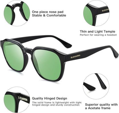 Sleep Glasses for 99.9% Blue Light Glasses Dual AR Coatings Green Lens for Computer Gaming Reduce Eyestrain