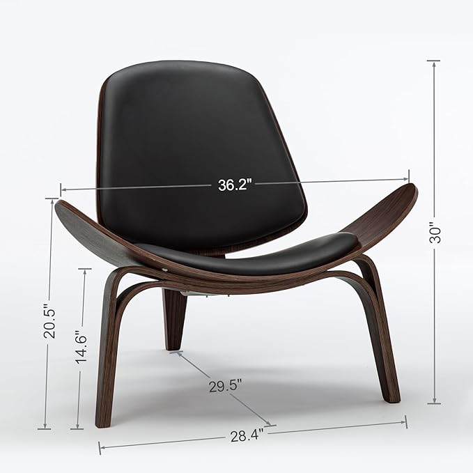 OAKHAM Comfy Shell Chair, Mid Century Modern Accent Chair for Living Room and Bedroom with Protective Foot Pads, Ergonomic (Oak Black)