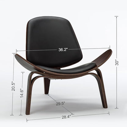 OAKHAM Comfy Shell Chair, Mid Century Modern Accent Chair for Living Room and Bedroom with Protective Foot Pads, Ergonomic (Oak Black)