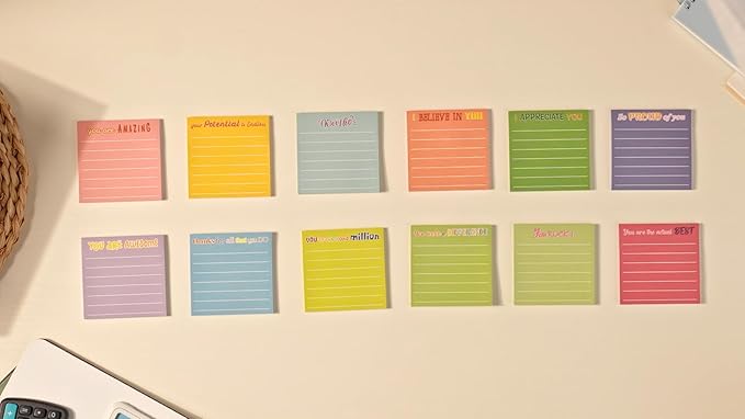 Yinder 12 Pcs Employee Appreciation Sticky Notes Xmas Gift Bulk Motivation Note Pads Mini Inspirational Note Gift for Teacher Nurse Staff Coworker Office Supply 3 x 3'' (Appreciation,Neutral Color)